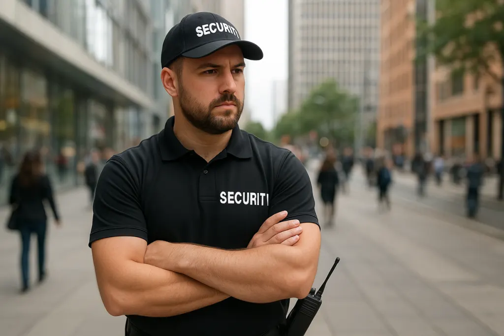 Agent de sécurité en mission pour un devis Oprotect